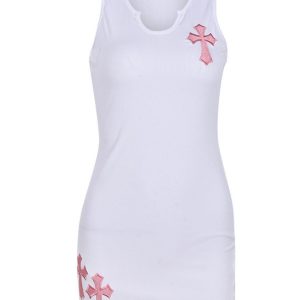 Y2K Christian Mini Dress - Solid White Sleeveless