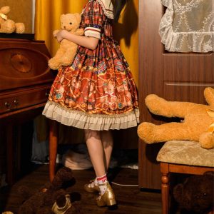 Y2K Christmas Bear Lolita Dress - Fluffy Harajuku Cosplay Costume
