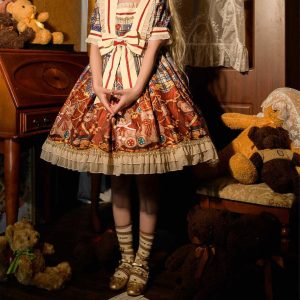 Y2K Christmas Bear Lolita Dress - Fluffy Harajuku Cosplay Costume