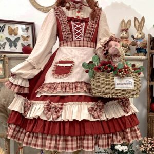 Y2K Christmas Cosplay Lolita Dress with Long Sleeves