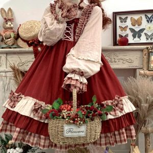 Y2K Christmas Cosplay Lolita Dress with Long Sleeves