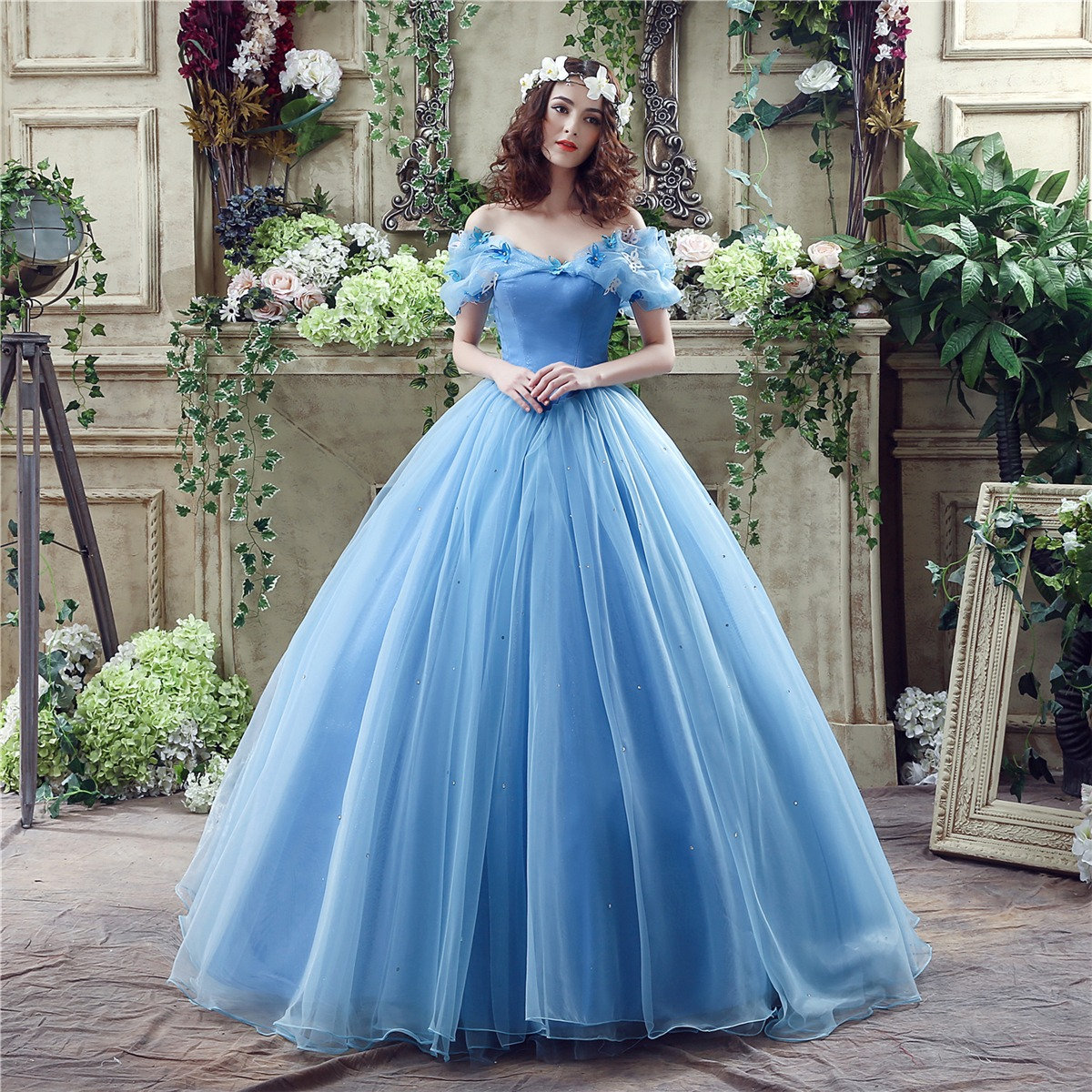 Y2K Clothing - Cinderella Movie Costume with Hoop Skirt