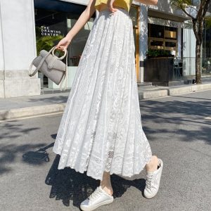 Y2K Clothing: Bohemian Lace Skirt - High-Waisted Cottagecore Style