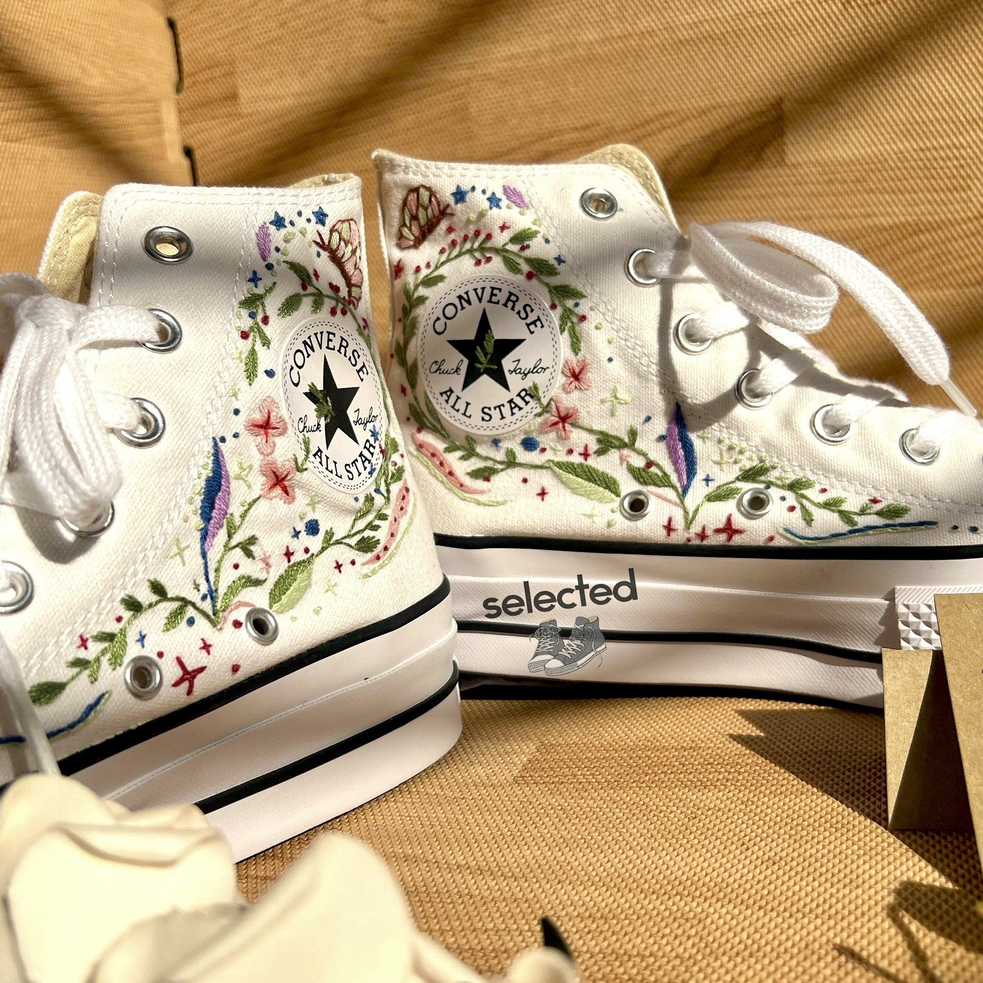 Y2K Clothing Butterfly Garden Embroidered Converse