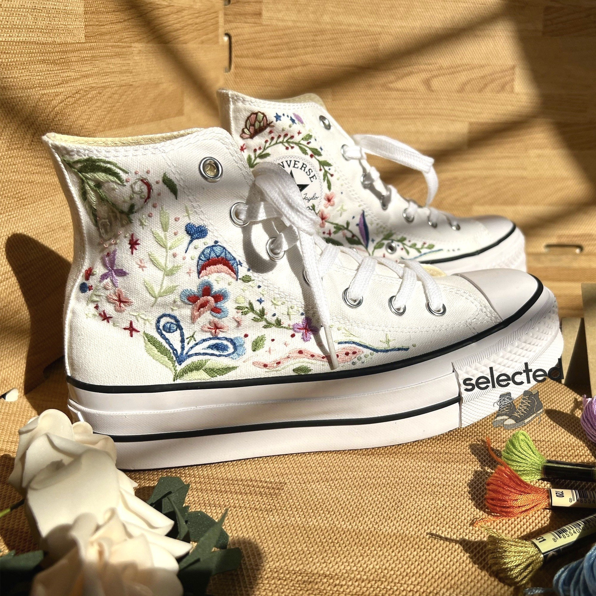 Y2K Clothing Butterfly Garden Embroidered Converse