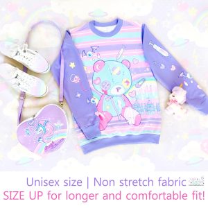 Y2K Clothing: Cute Kawaii Rainbow Bear Unisex Sweatshirt