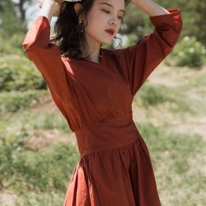 Y2K Clothing: Linen Wrap Dress for Women