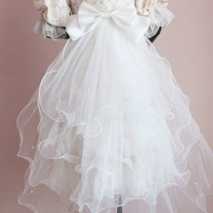 Y2K Clothing: Princess Dress with Detachable Bow Train