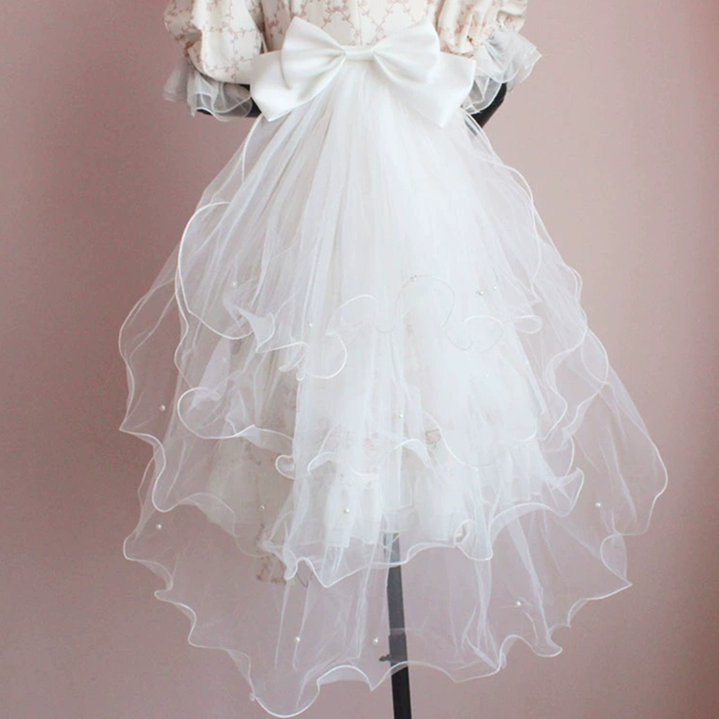 Y2K Clothing: Princess Dress with Detachable Bow Train