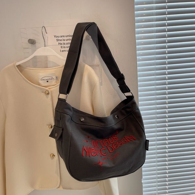 Y2K Corduroy Shoulder Bag - Harajuku Aesthetic
