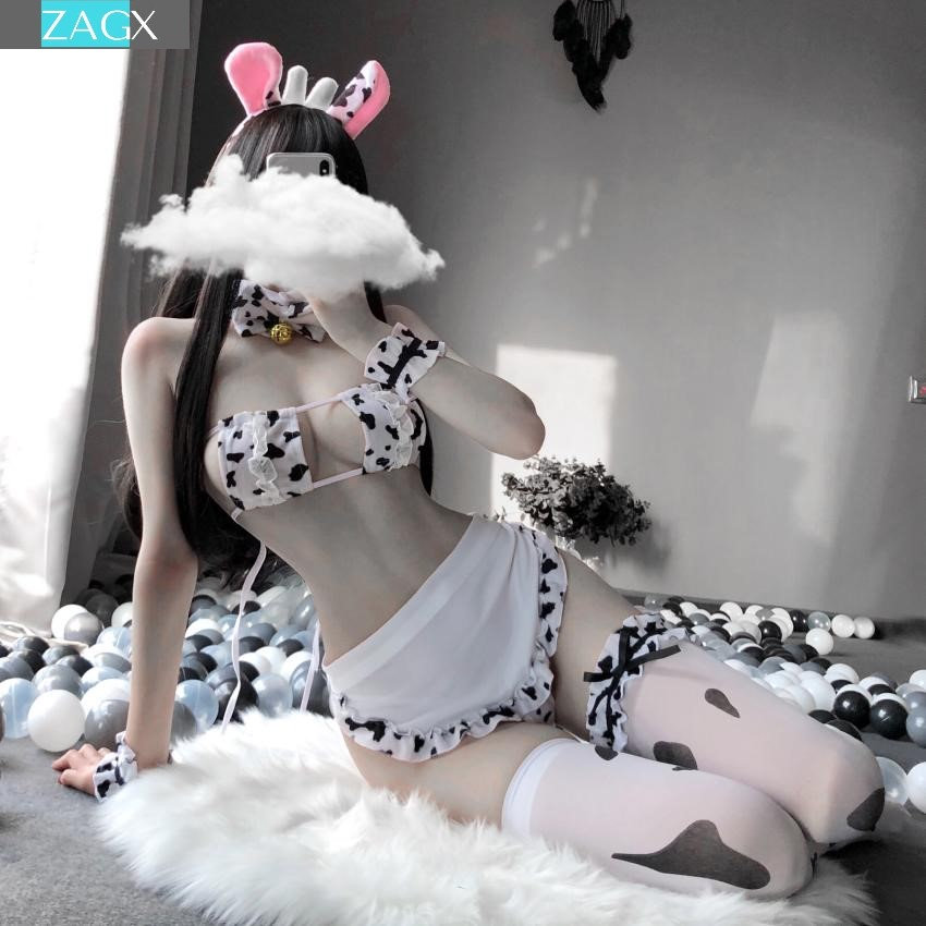 Y2K Cos Cow Cosplay Costume Maid Tankini Bikini Swimsuit