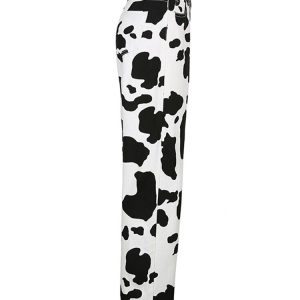 Y2K Cow Print Denim Trousers - High Waist Jeans Pants for Women