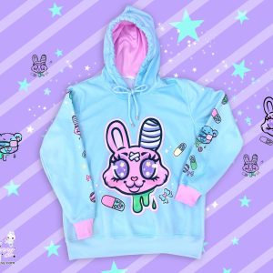 Y2K Creepy Cute Harajuku Hoodie - Injured Bunny Design