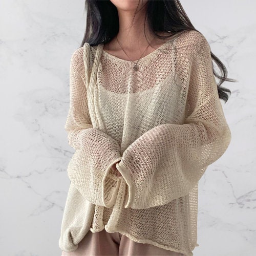 Y2K Crochet Knit Pullover Top - Hollow Out & Distressed, Fairycore Grunge Style