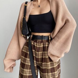 Y2K Cropped Knitted Cardigan Sweater