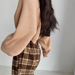 Y2K Cropped Knitted Cardigan Sweater