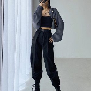 Y2K Cropped Knitted Cardigan Sweater