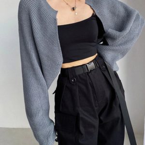 Y2K Cropped Knitted Cardigan Sweater