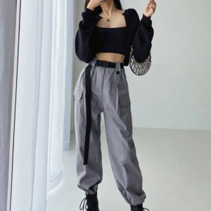 Y2K Cropped Knitted Cardigan Sweater