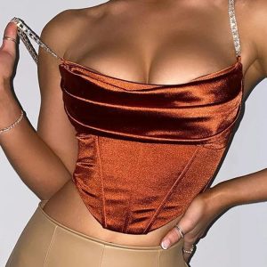 Y2K Crystal Diamond Strap Corset Top