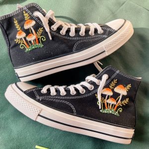 Y2K Custom Embroidered Mushroom Converse High Tops