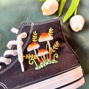 Y2K Custom Embroidered Mushroom Converse High Tops