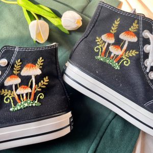 Y2K Custom Embroidered Mushroom Converse High Tops