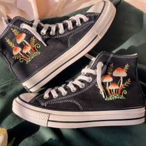 Y2K Custom Embroidered Mushroom Converse High Tops