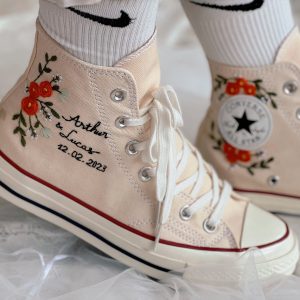 Y2K Custom Wedding Converse with Embroidered High Tops