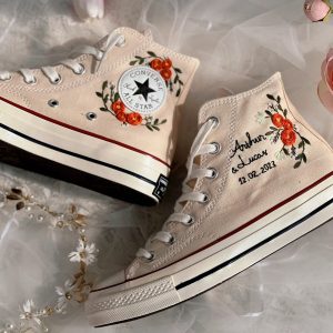 Y2K Custom Wedding Converse with Embroidered High Tops