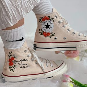 Y2K Custom Wedding Converse with Embroidered High Tops