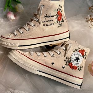 Y2K Custom Wedding Converse with Embroidered High Tops