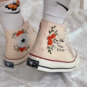 Y2K Custom Wedding Converse with Embroidered High Tops