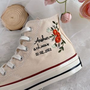 Y2K Custom Wedding Converse with Embroidered High Tops