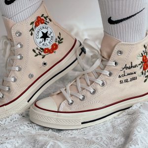 Y2K Custom Wedding Converse with Embroidered High Tops