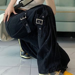 Y2K Cyber Punk Bandage Jeans for Women | Trendy Denim Pants