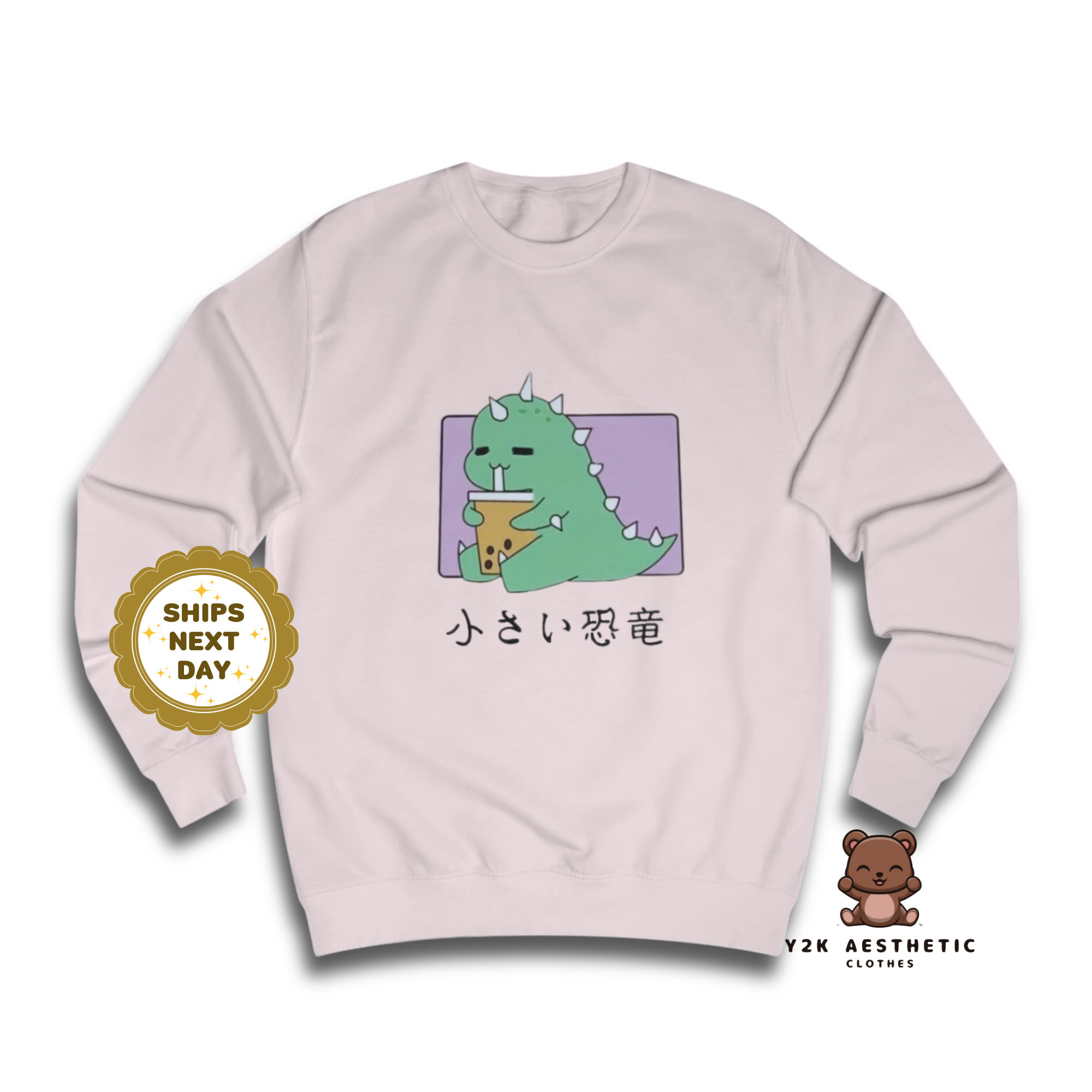 Y2K Dinosaur Sweatshirt - Kawaii Aesthetic Cartoon Hoodie