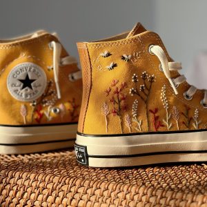 Y2K Embroidered Converse - Floral Design