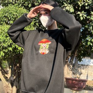 Y2K Embroidered Mushroom Sweater