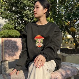 Y2K Embroidered Mushroom Sweater