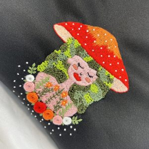 Y2K Embroidered Mushroom Sweater