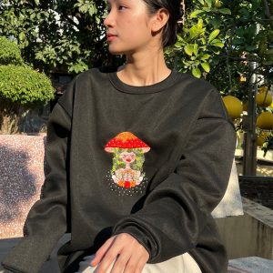 Y2K Embroidered Mushroom Sweater