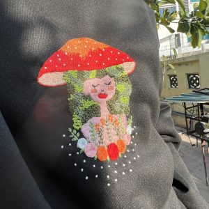 Y2K Embroidered Mushroom Sweater