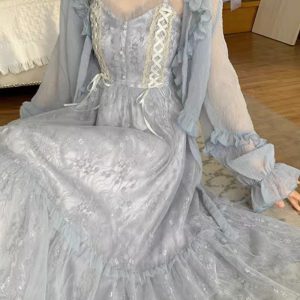 Y2K Fairy Sequin Lace Tulle Dress