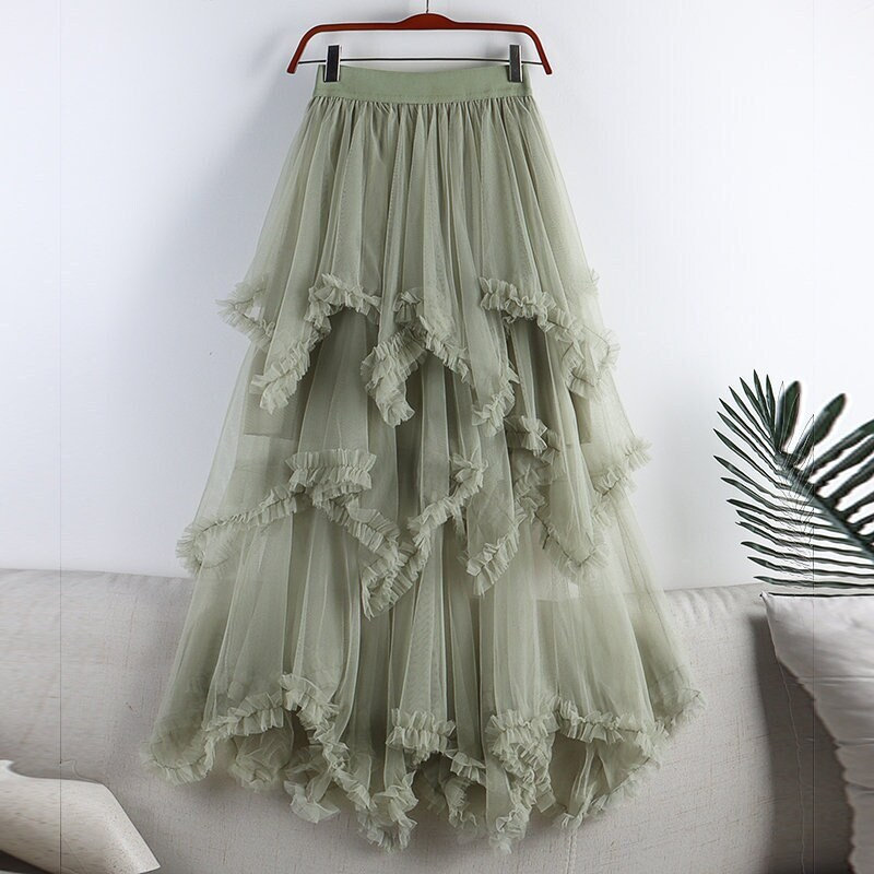 Y2K Fairy Tulle Midi Skirt - Layered Renaissance Style