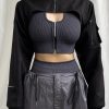 Y2K Fashion: Open Breast Sleeve Crop Top