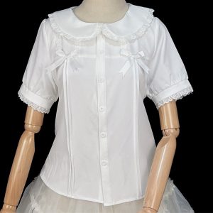 Y2K Fashion White Cotton Lolita Blouse