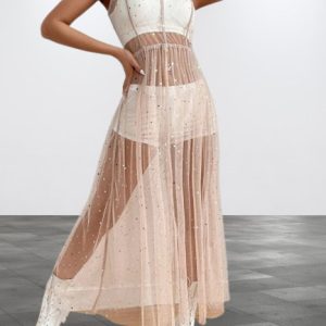 Y2K Festival Mesh Overdress - Sexy Pleated Bohemian Dress