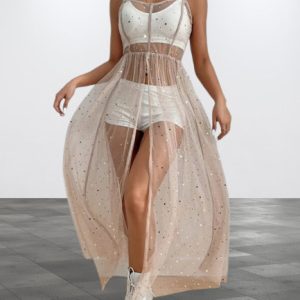 Y2K Festival Mesh Overdress - Sexy Pleated Bohemian Dress