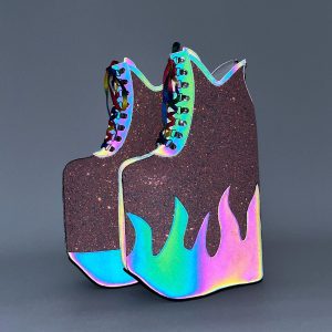 Y2K Flaming High Platform Heels - Unisex Holographic Sparkly Shoes